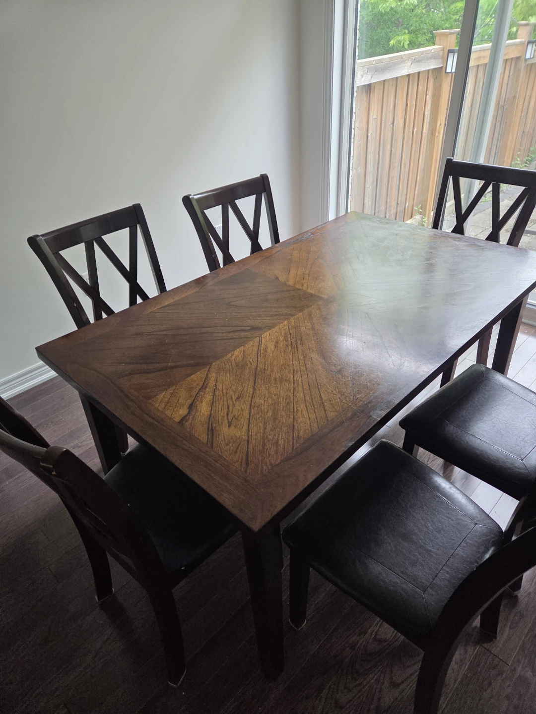 Dark Wood Dining Table with 6 Chairs