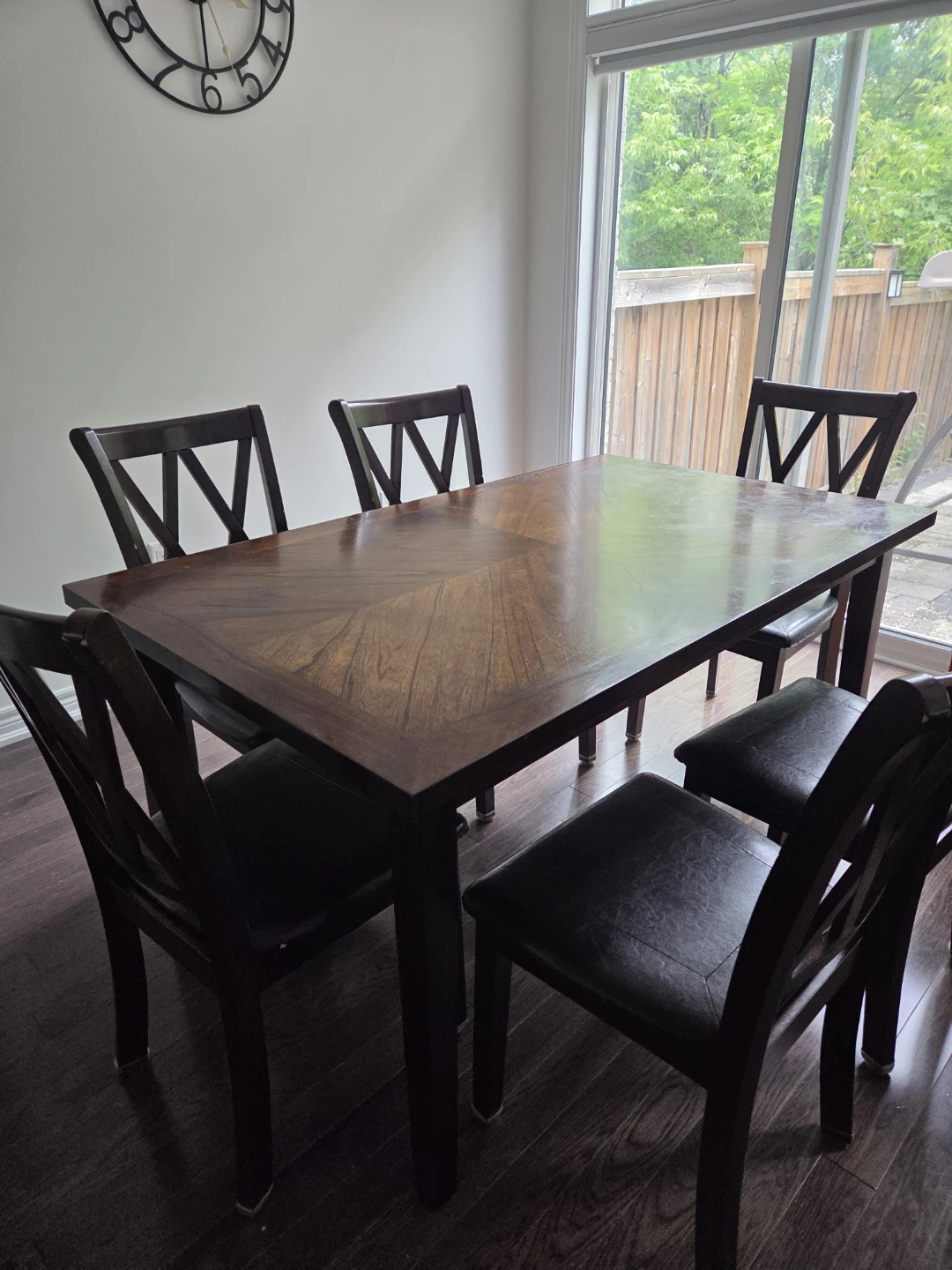 Dark Wood Dining Table with 6 Chairs - photo 2