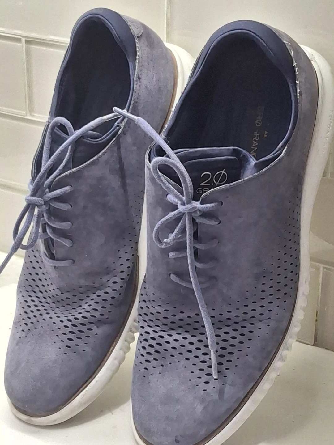 Cole Haan Zerogrand Men's Blue Suede Perforated Shoes