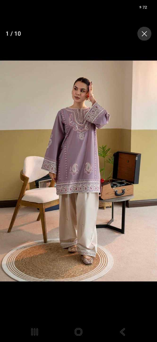 Women's Embroidered Kurti and Pants Set