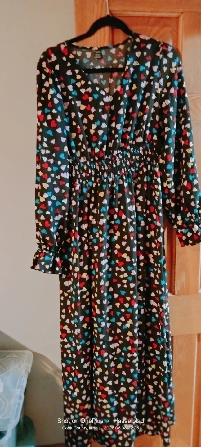 Maxi Heart Print  Dress-size L