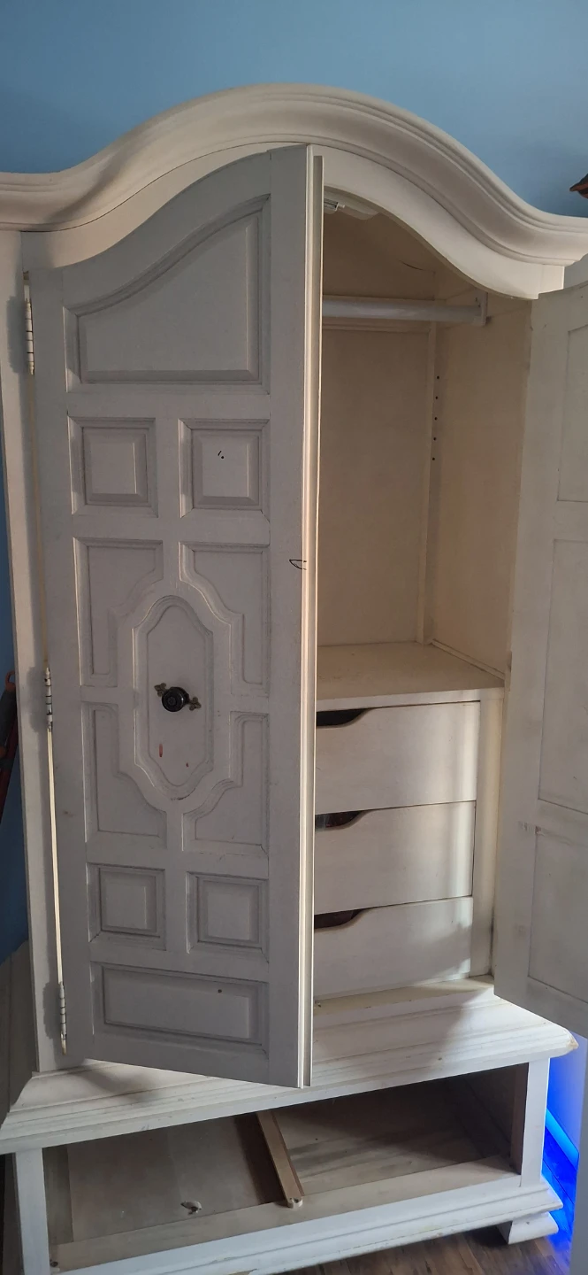 White Armoire with Drawers and Hanging Rod - photo 3