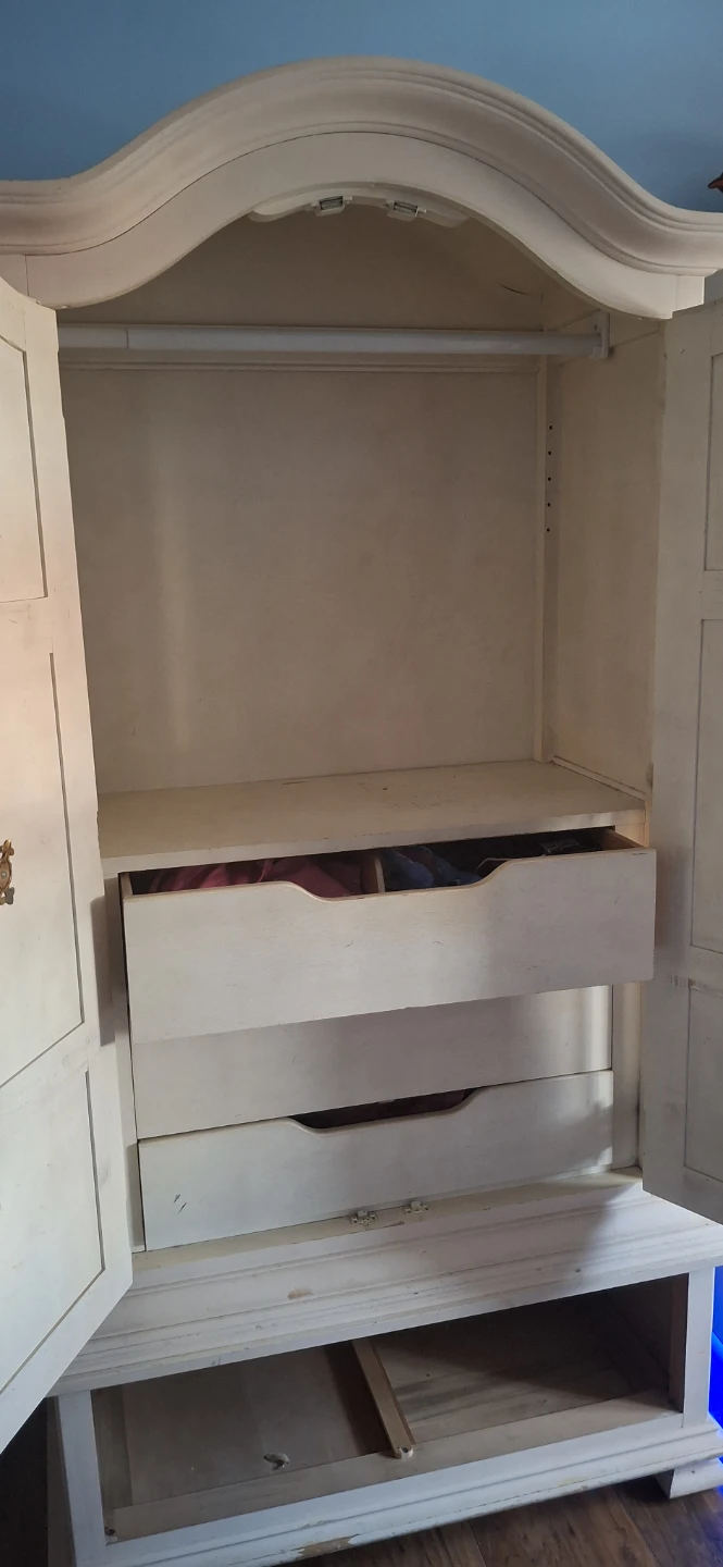 White Armoire with Drawers and Hanging Rod - photo 4
