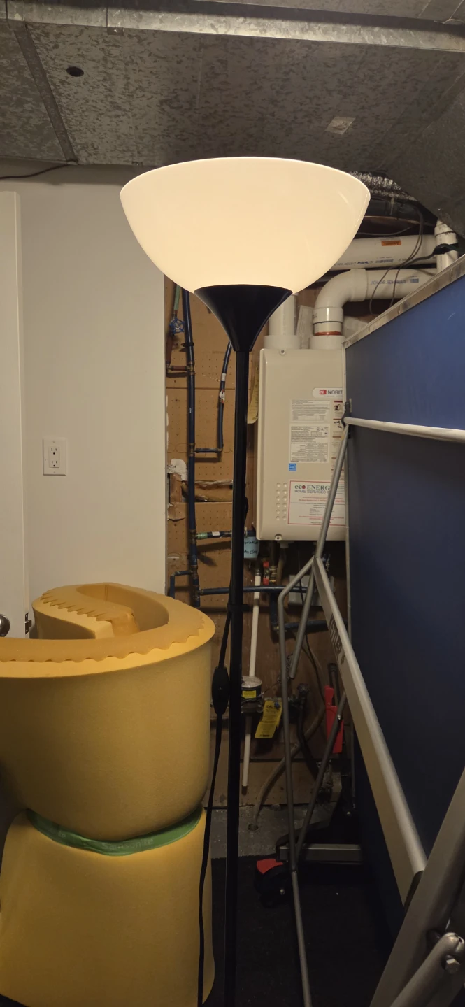 Black floor lamp with white shade