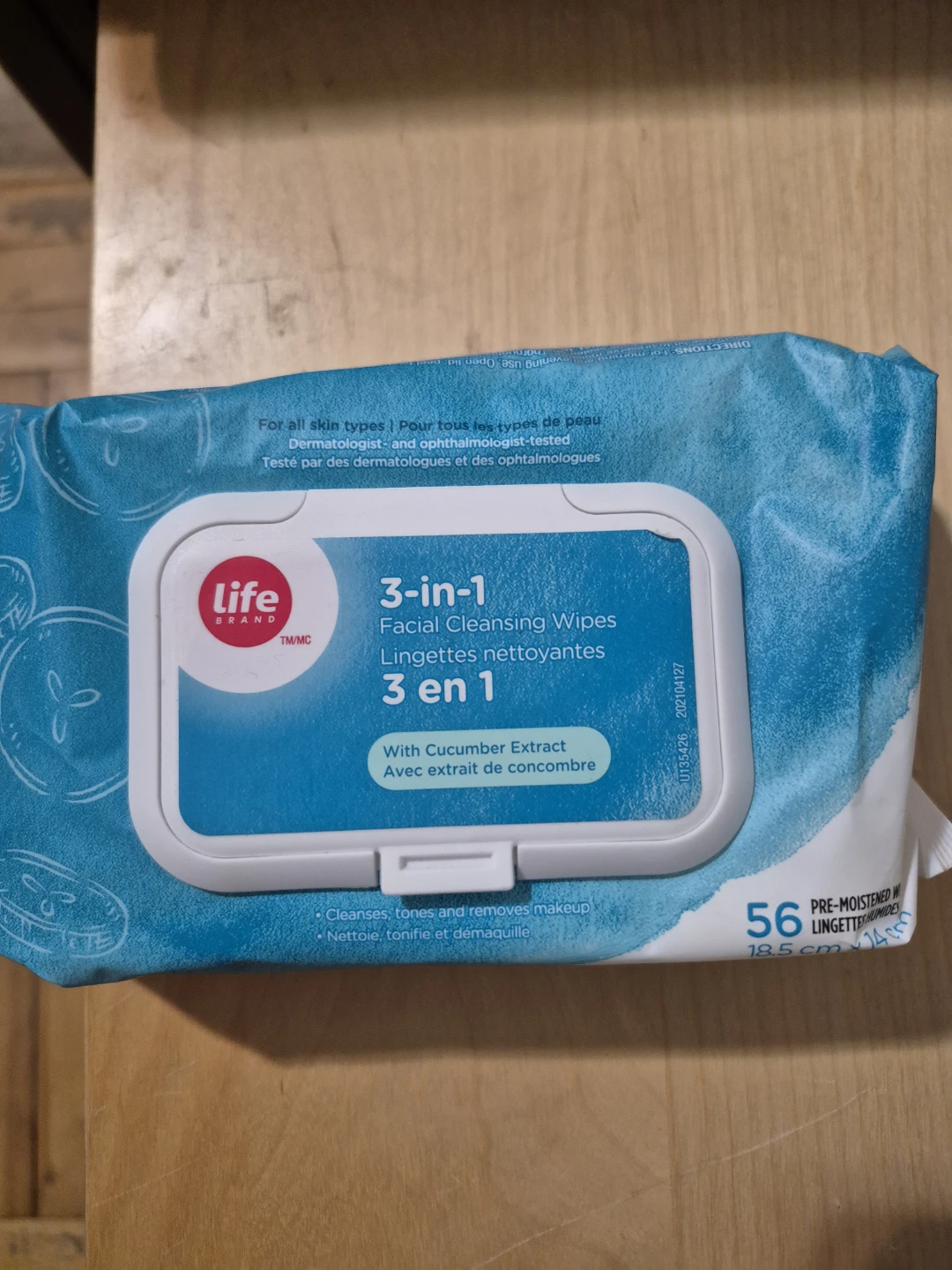 Life Brand 3-in-1 Facial Cleansing Wipes with Cucumber Extract