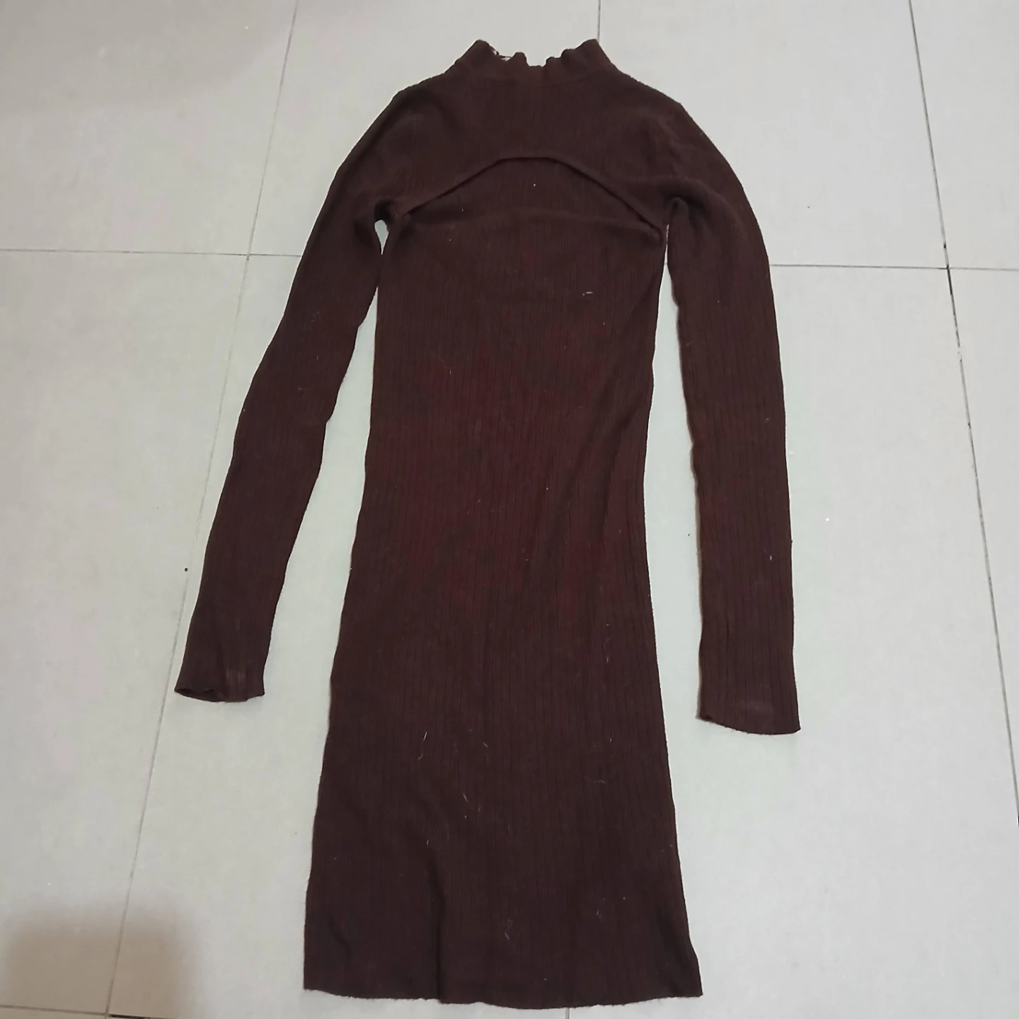 ⚽ Brown Ribbed Knit Dress - photo 2