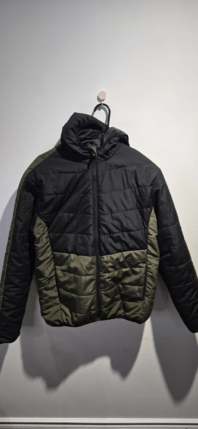 Black and Olive Green Puffer Jacket