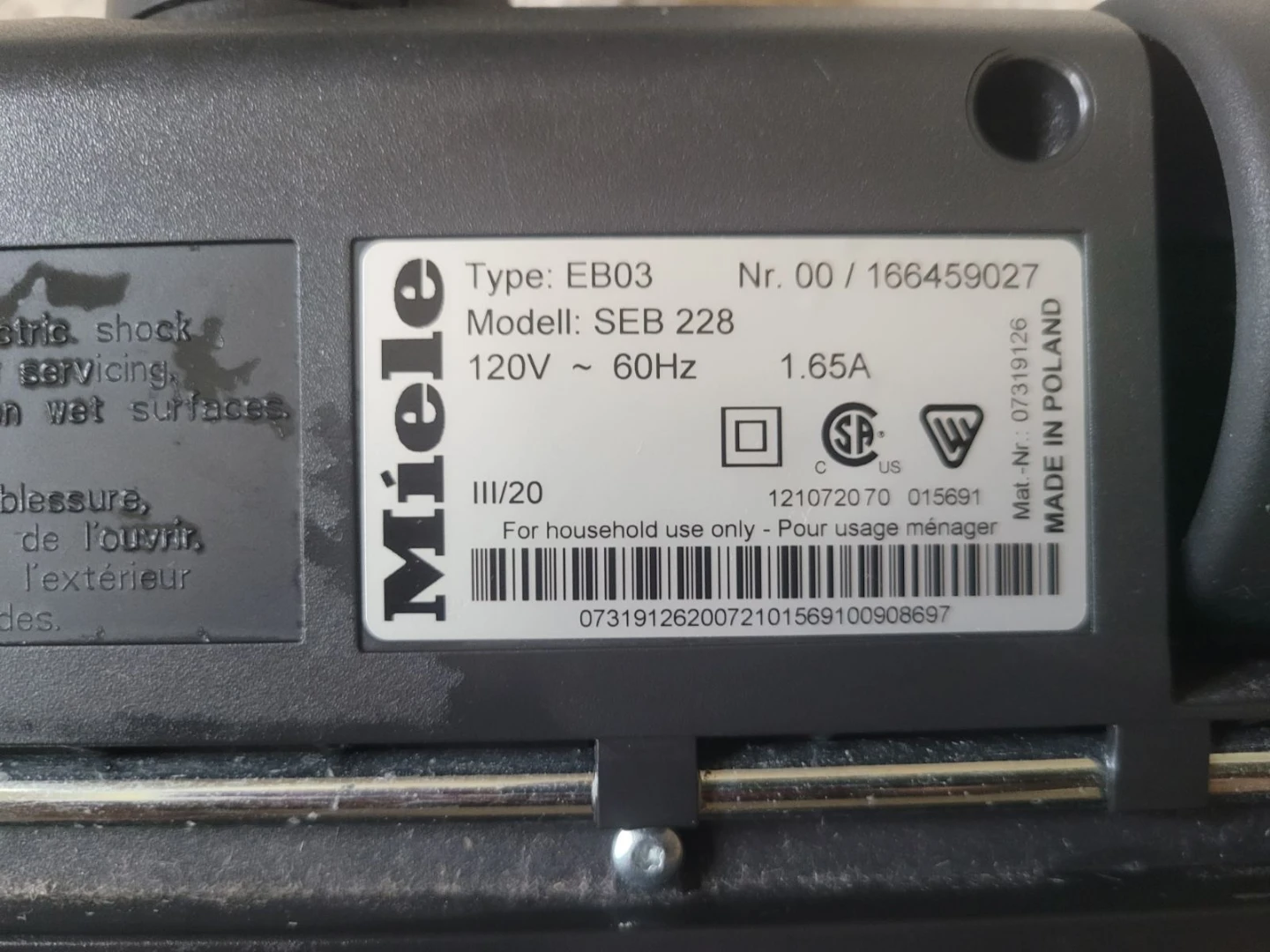 Miele Electro Plus Vacuum Cleaner Powerhead SEB 228 - photo 3
