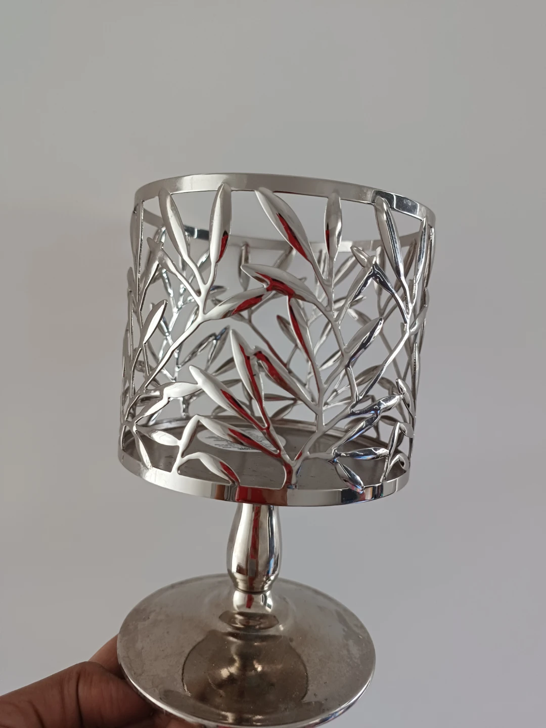 Silver Leaf Candle Holder Pedestal - photo 2