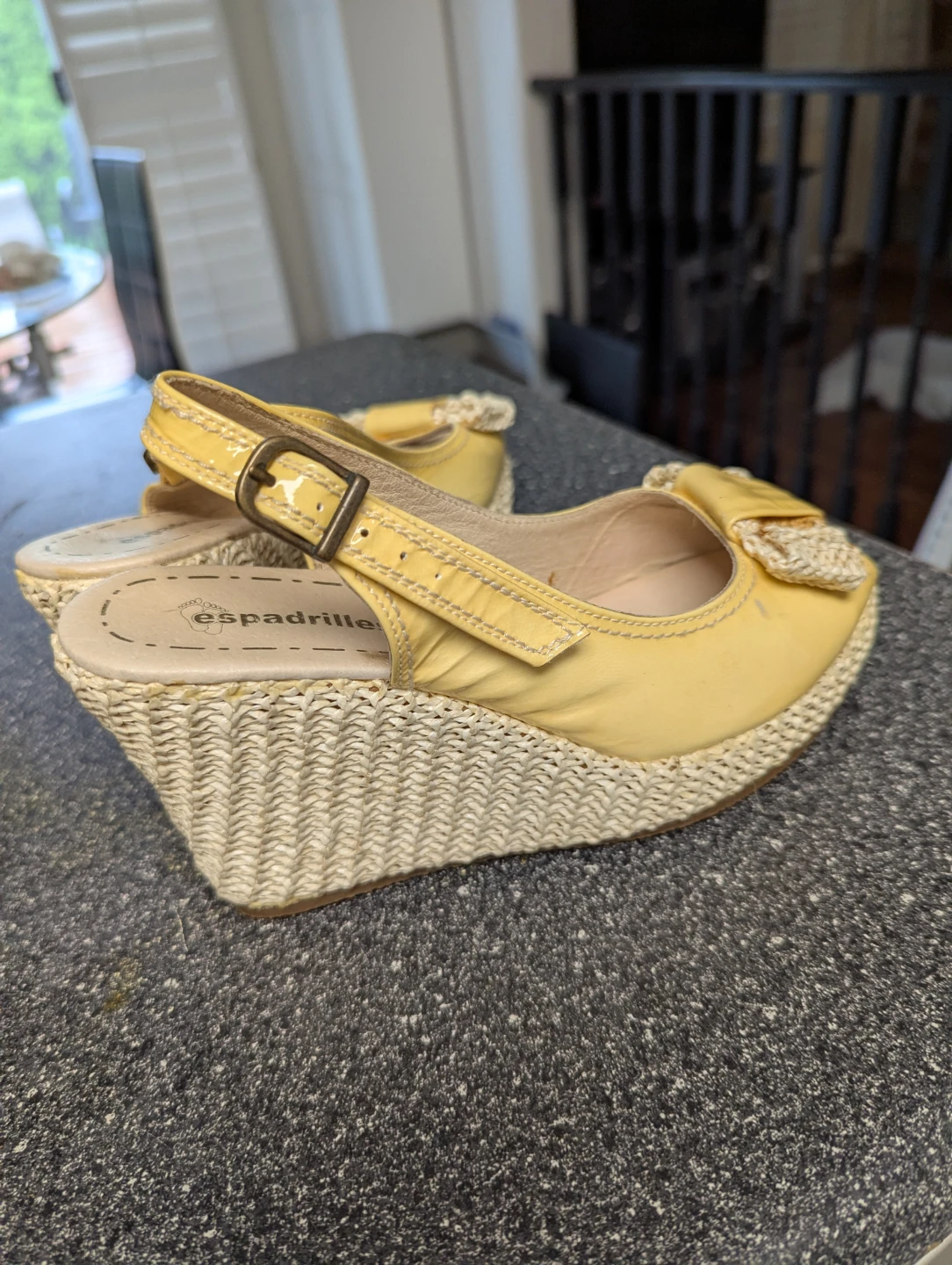 Espadrilles Yellow Wedge Sandals Size 7 - photo 3