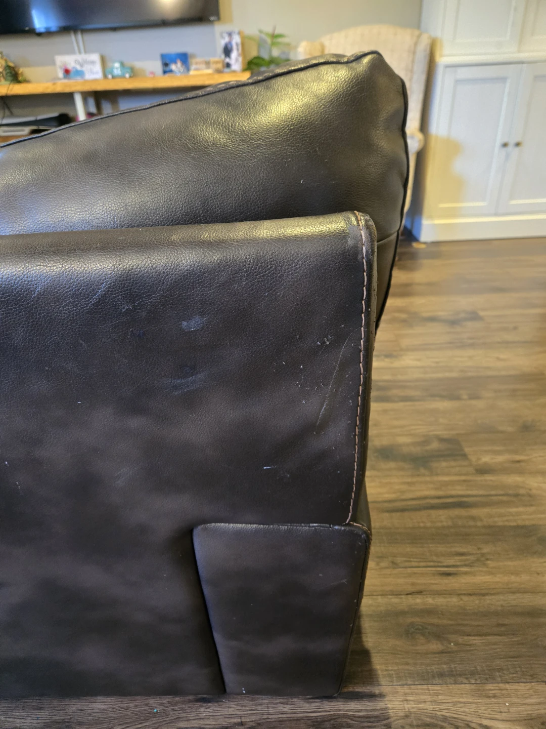 Espresso brown, faux leather Sectional Sofa - photo 5