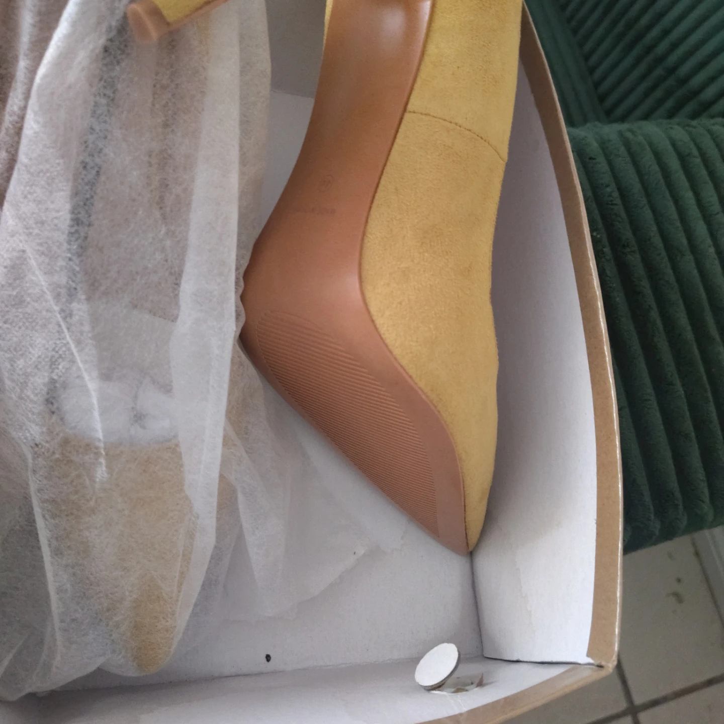 Yellow Suede Stiletto Heels - Size 8 - photo 4