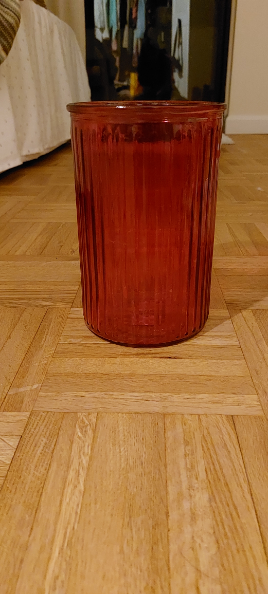 Red Ribbed Glass Vase