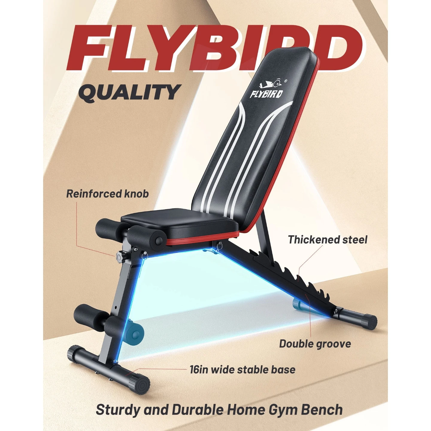 Flybird Adjustable Folding Weight Bench with Resistance Bands - photo 3