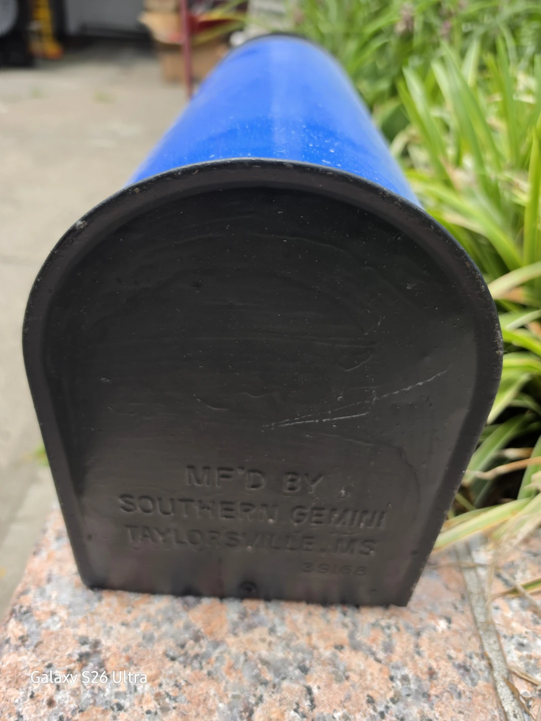 Standard Metal Post-Mount Mailbox Blue Vinyl Wrapped - photo 2