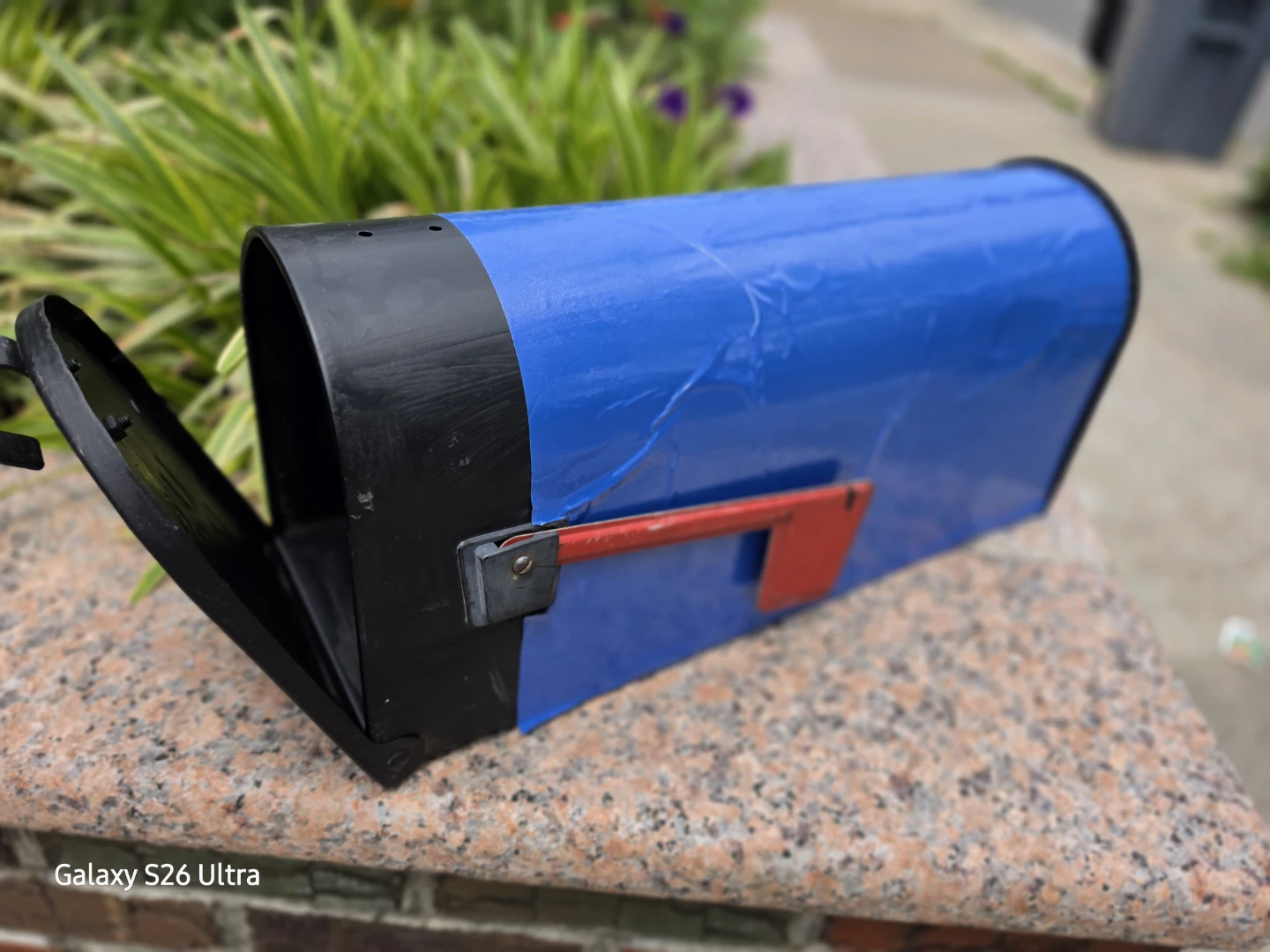 Standard Metal Post-Mount Mailbox Blue Vinyl Wrapped - photo 4
