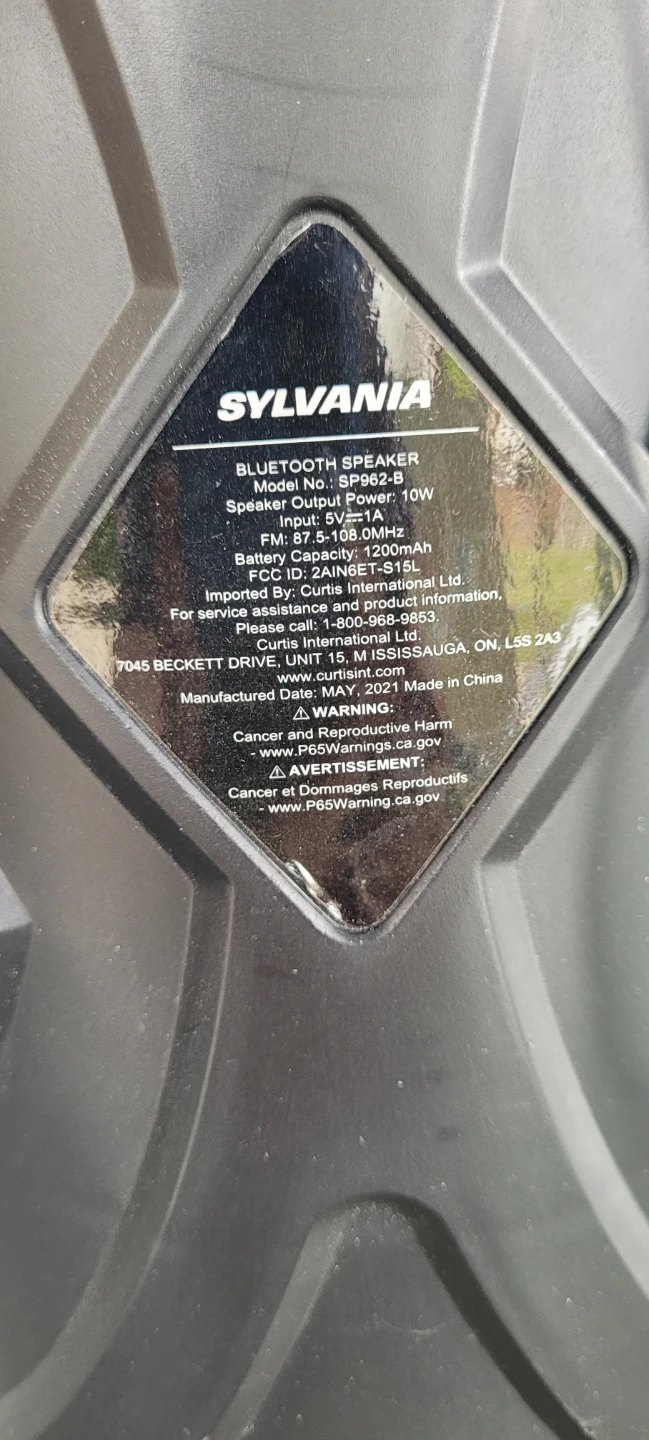 Sylvania Bluetooth Speaker SP662-B - photo 3