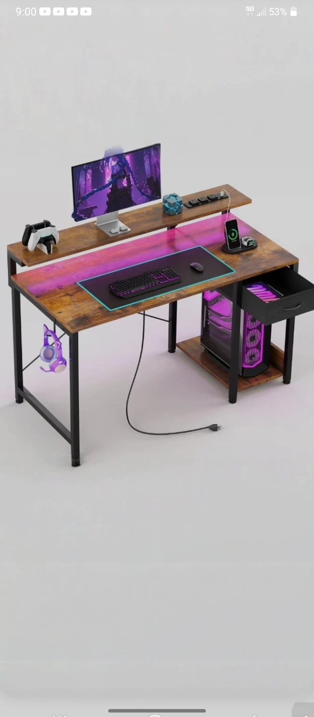 Wooden Desk with Drawer and Shelf