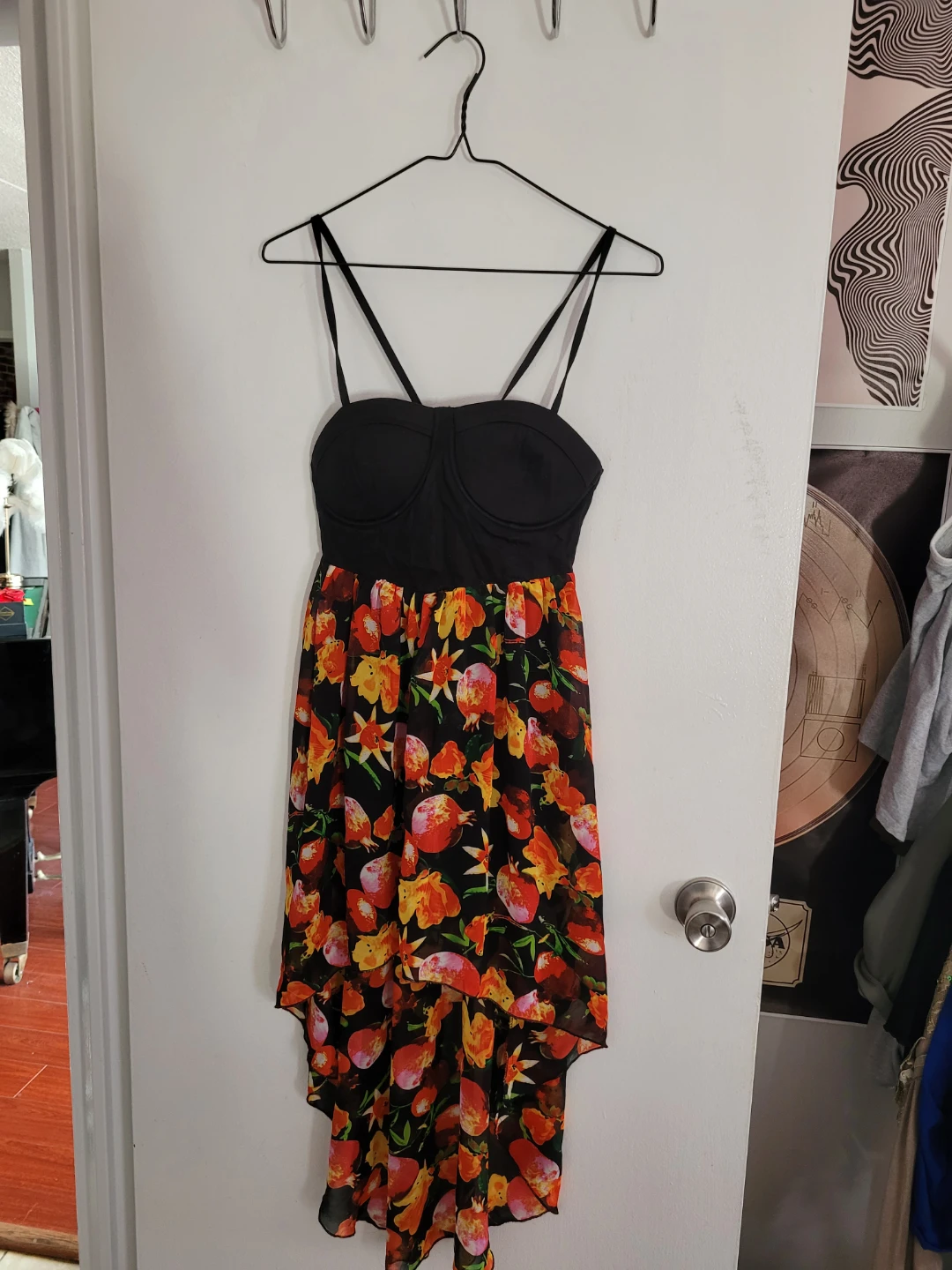 Black Floral High-Low Dress