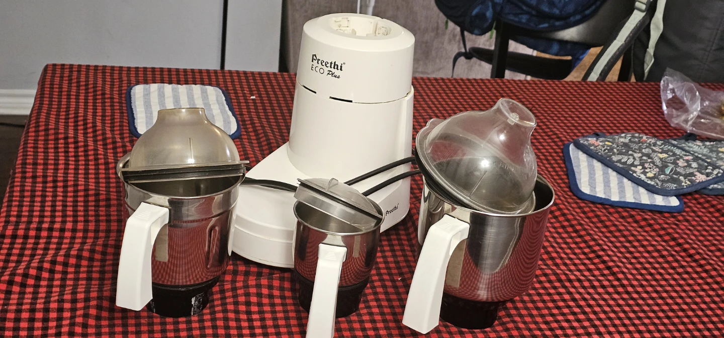 Preethi Eco Plus Mixer Grinder with three jars.
