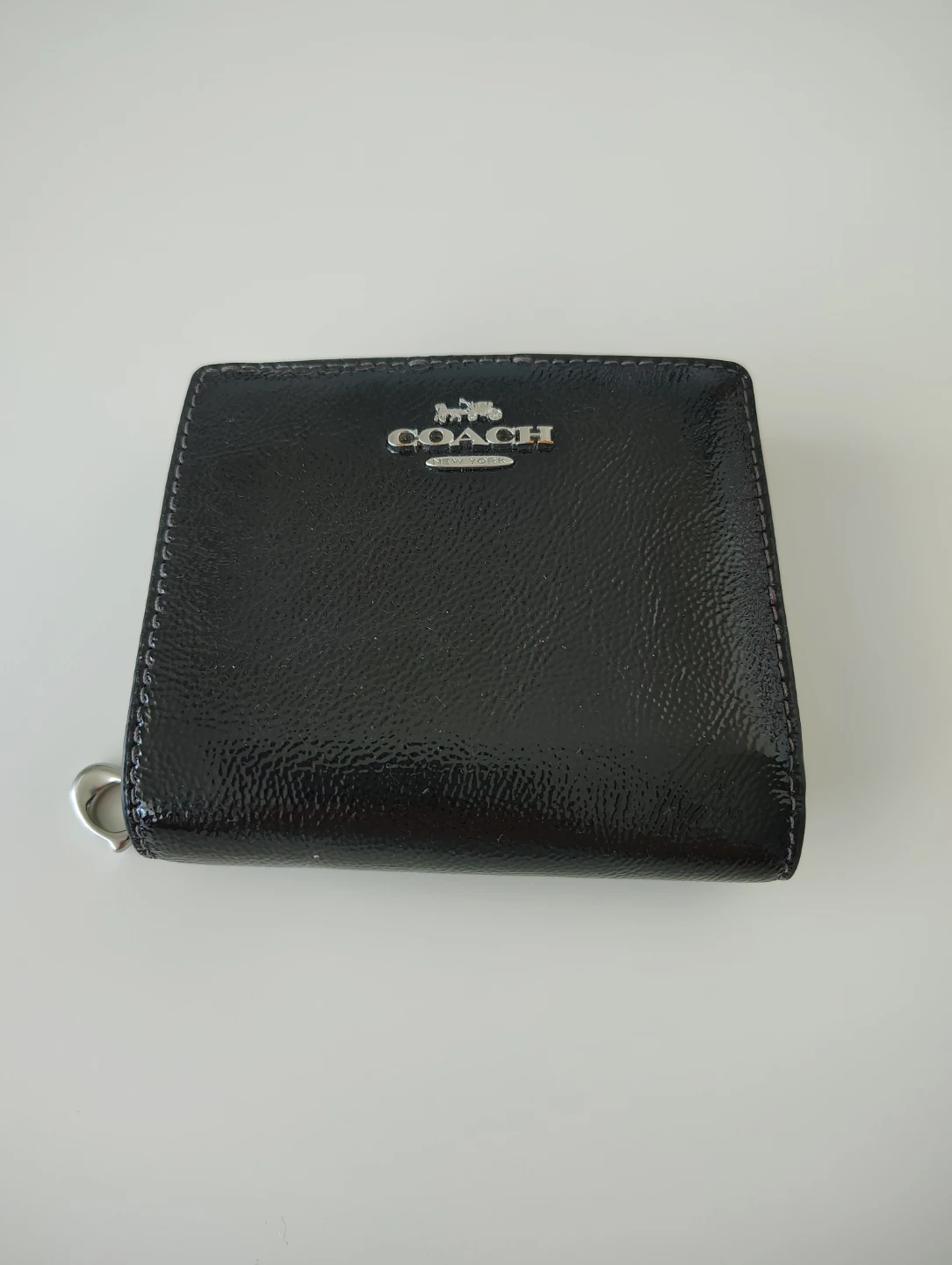 Coach Glossy Black Patent Leather Zip Around Wallet - New