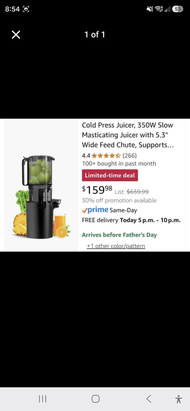 Cold Press Juicer, 350W Masticating Juicer