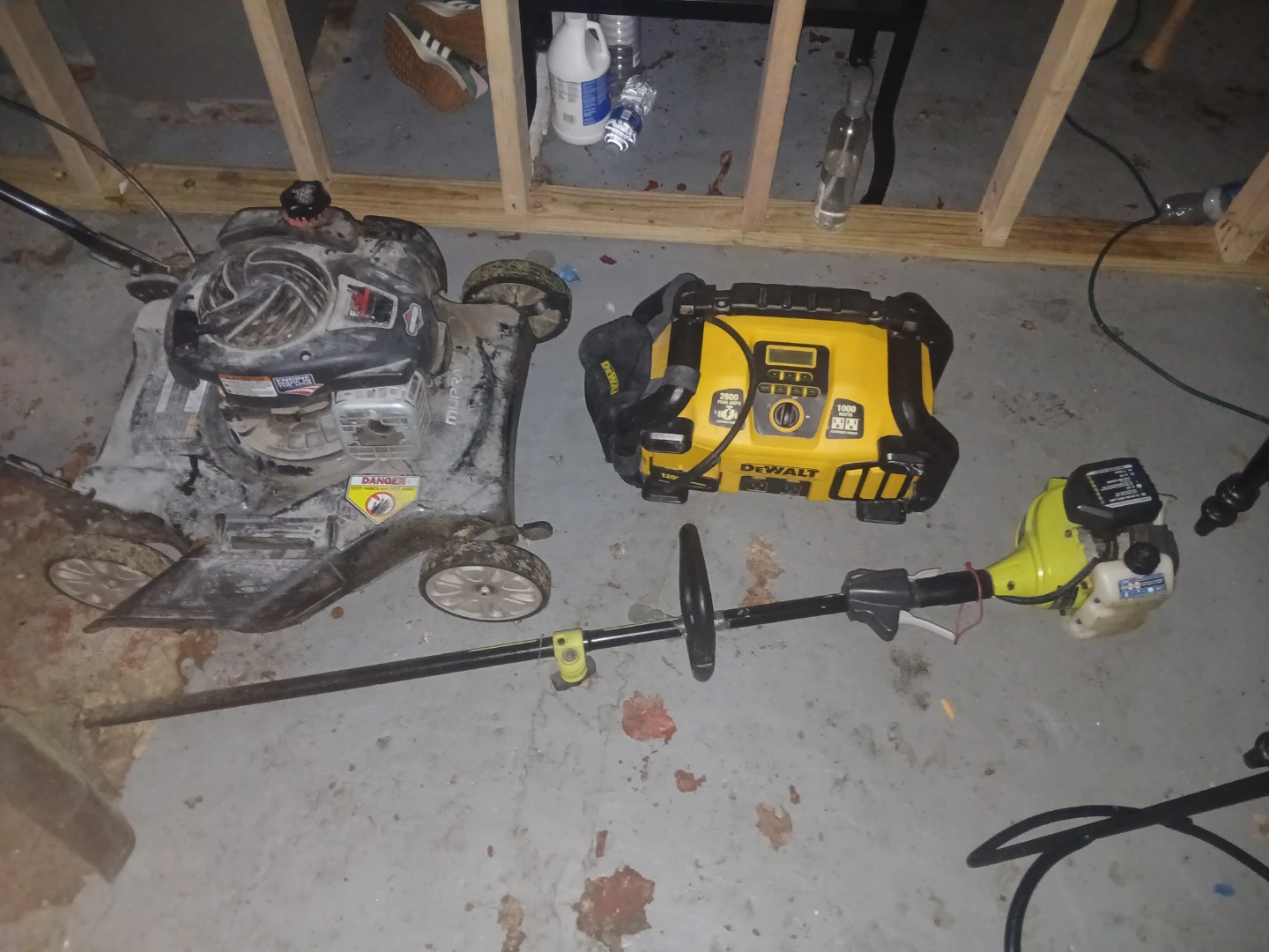 Murray Push Mower, DeWalt Jump Starter, Ryobi String Trimmer