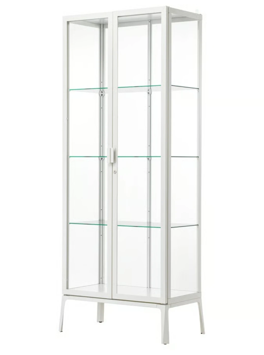 White Glass Cabinet with Lock - photo 2
