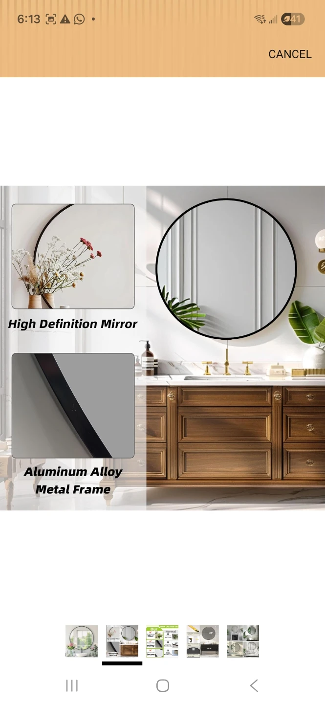 Black Round Mirror, 28 Inch Wall Mounted Mirror - photo 2