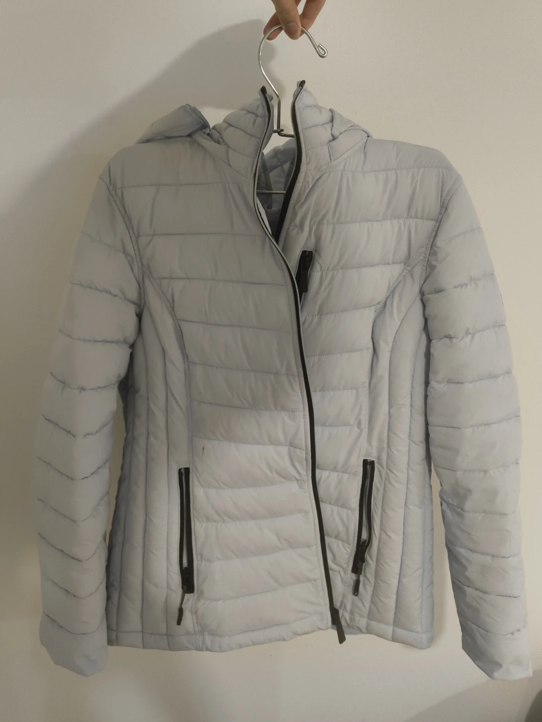 Light Blue Puffer Jacket with Hood