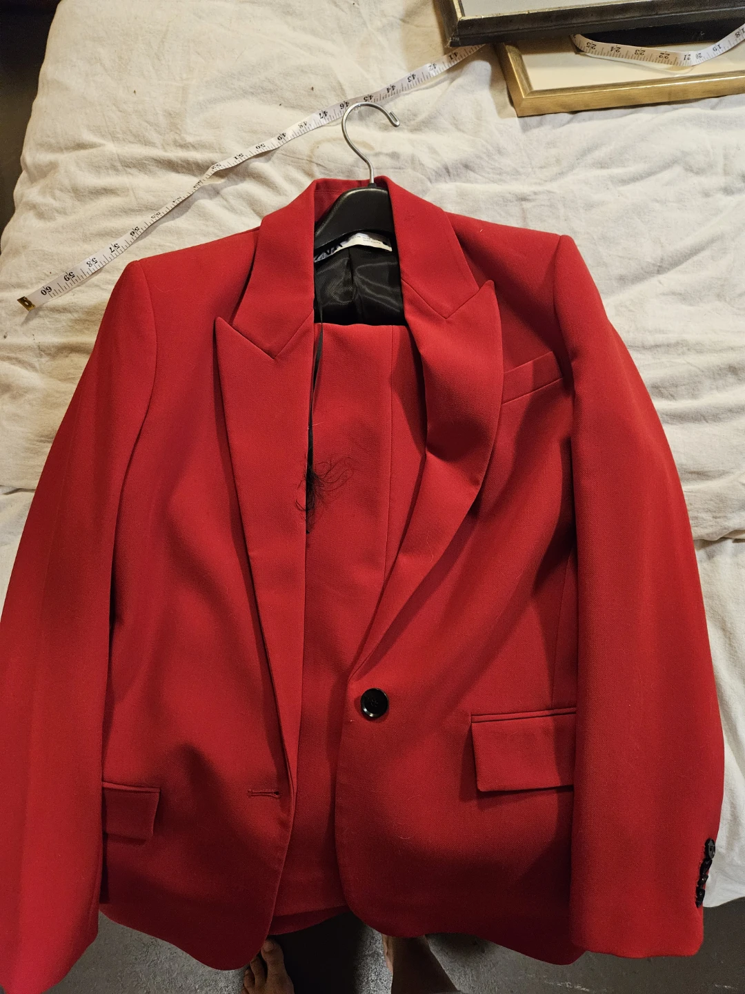 ZARA Red Blazer and Trousers Suit