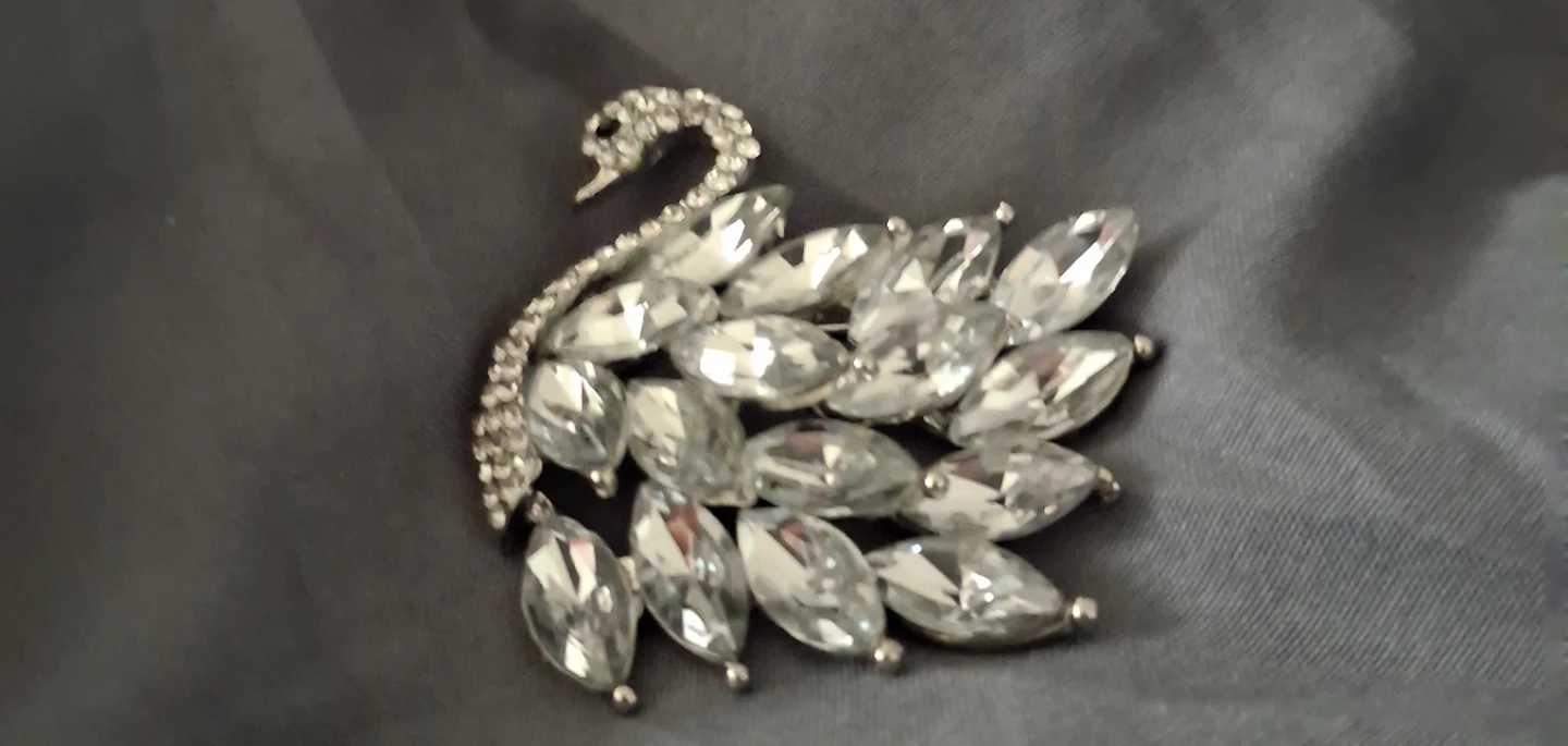 Crystal Swan Brooch