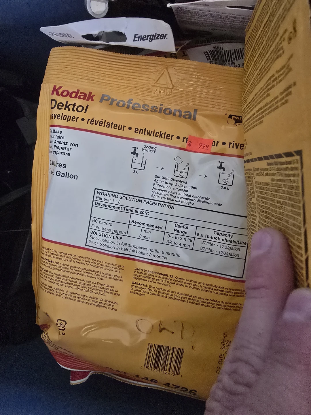 Kodak Professional Dektol Developer 3.8 Litres / 1 U.S. Gallon - photo 3