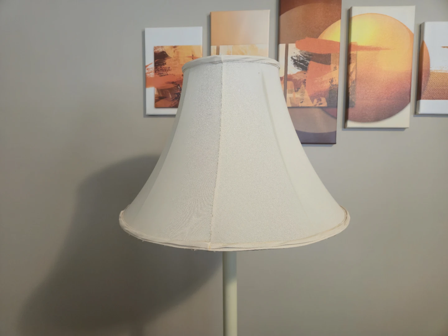 Cream Floor Lamp with Floral Base
