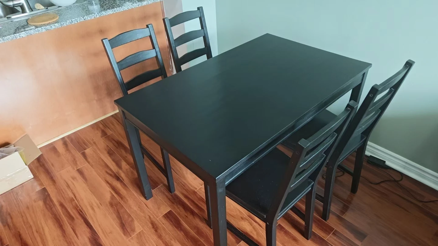 Black Dining Table Set with 4 Chairs