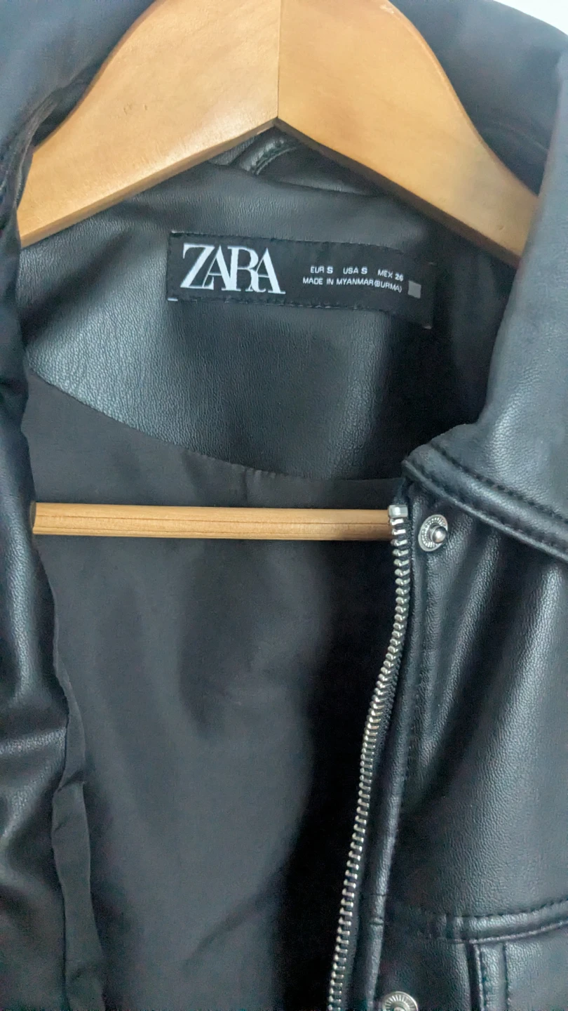 ZARA Black Faux Leather Cropped Jacket - photo 2