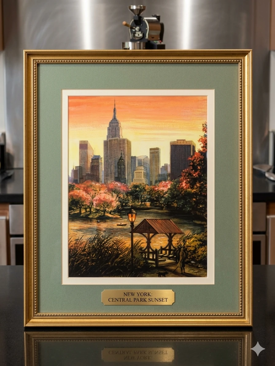 Framed Print: New York Central Park Sunset