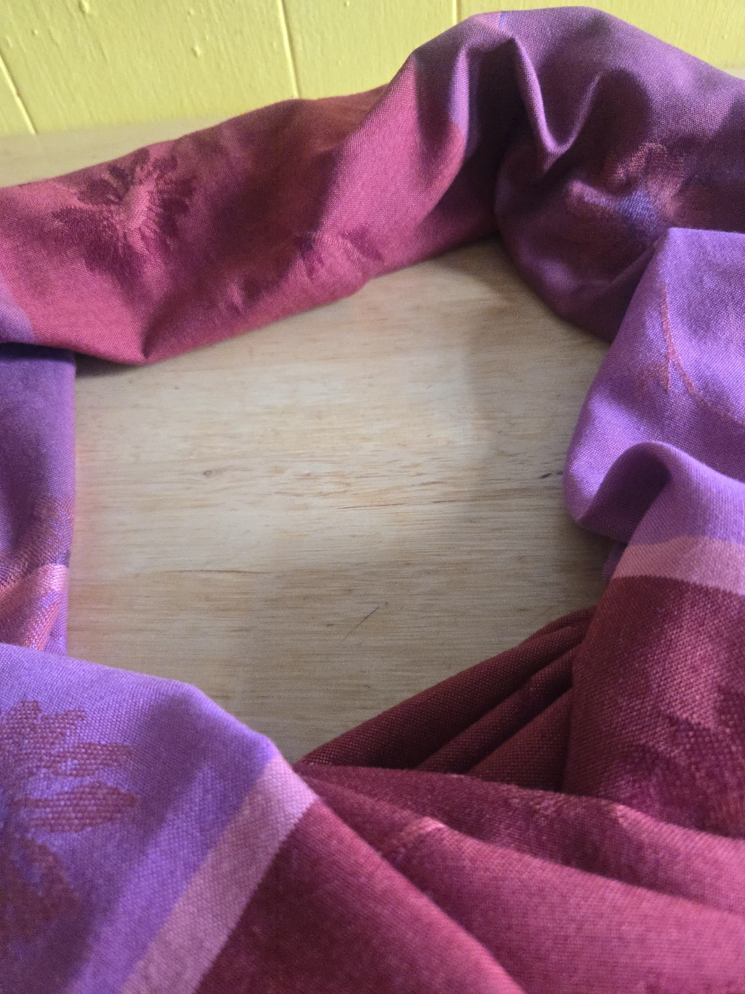 Pink and Burgundy Floral Scarf with Fringe - photo 2