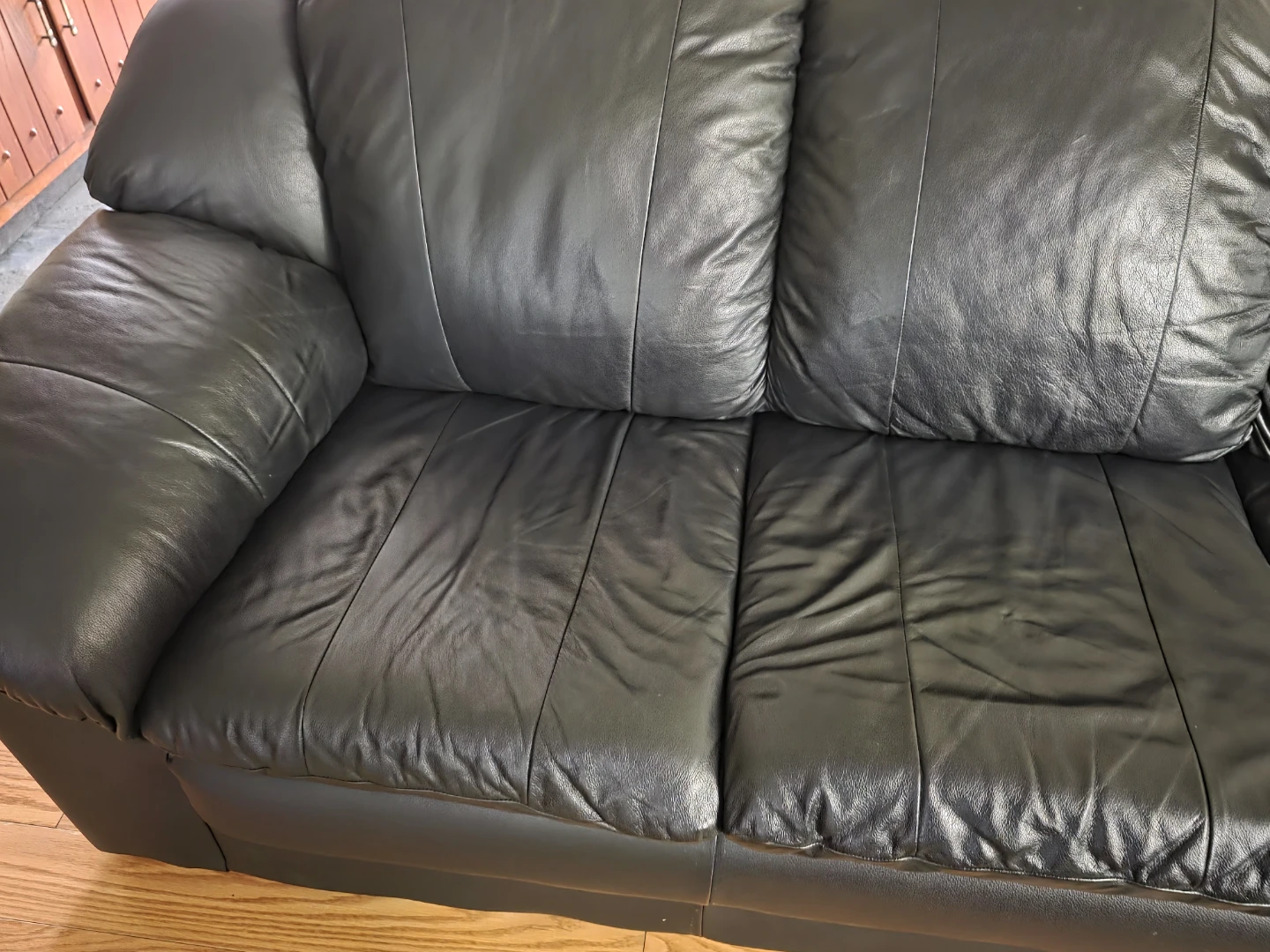 Black Leather Sofa - photo 3