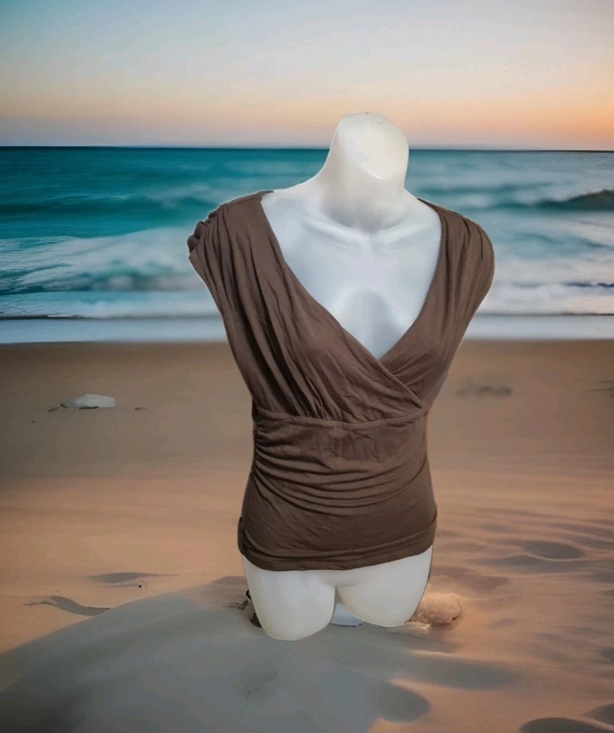 Banana Republic Brown Ruched Wrap Top