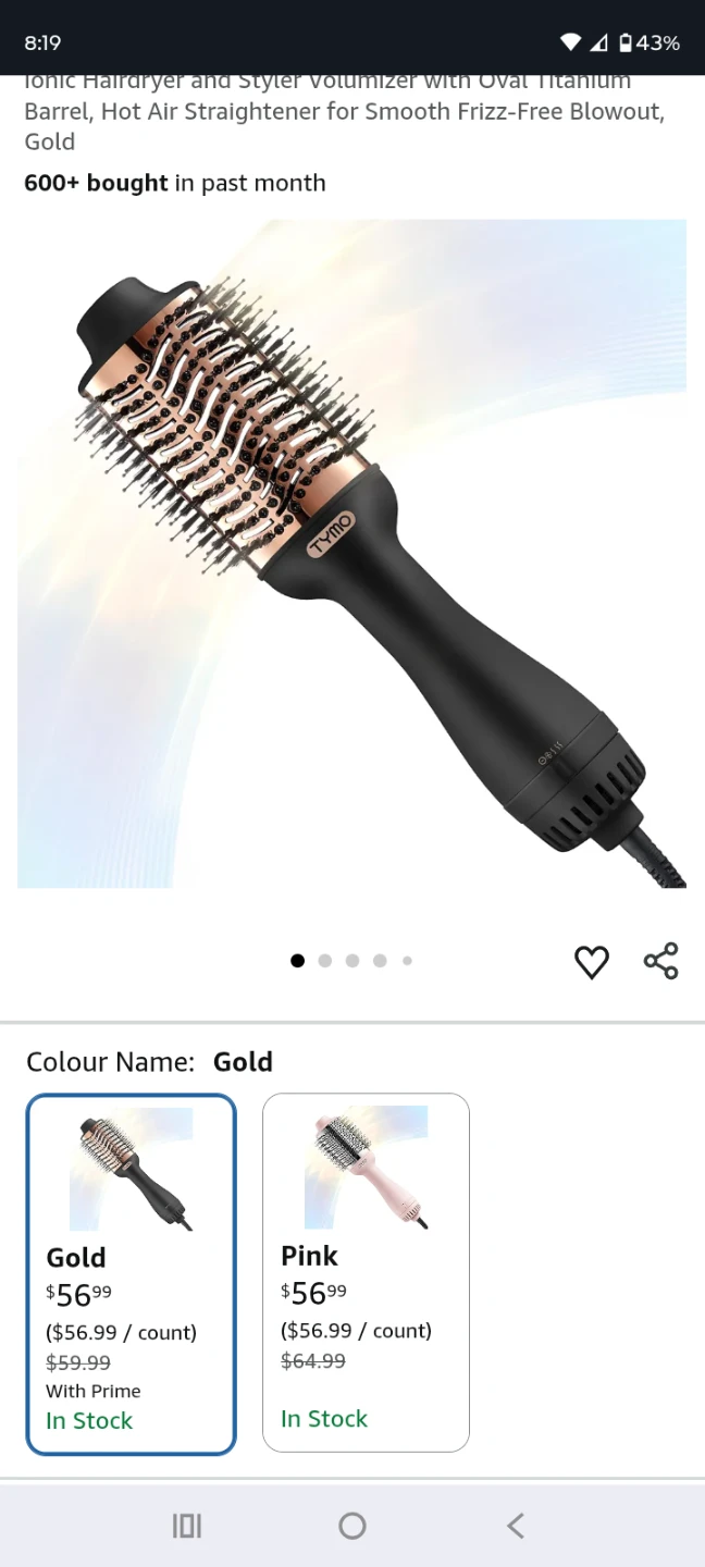 TYMO Ionic Hairdryer and Styler Volumizer - Gold