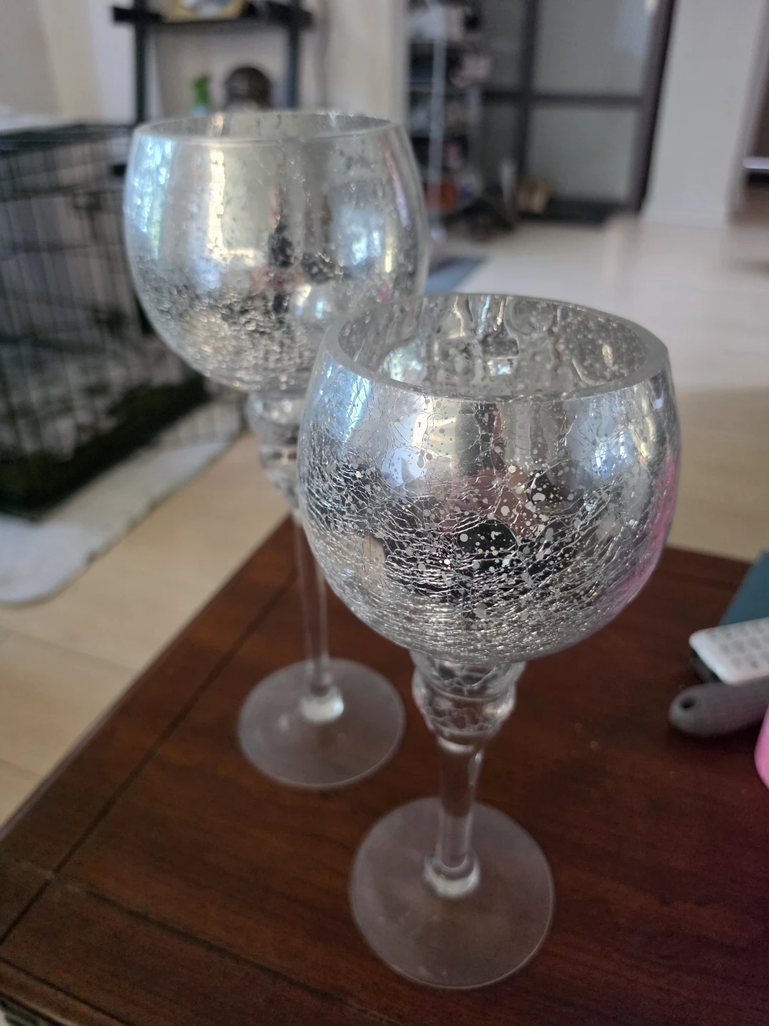 Set of 2 Mercury Glass Candle Holders - photo 2