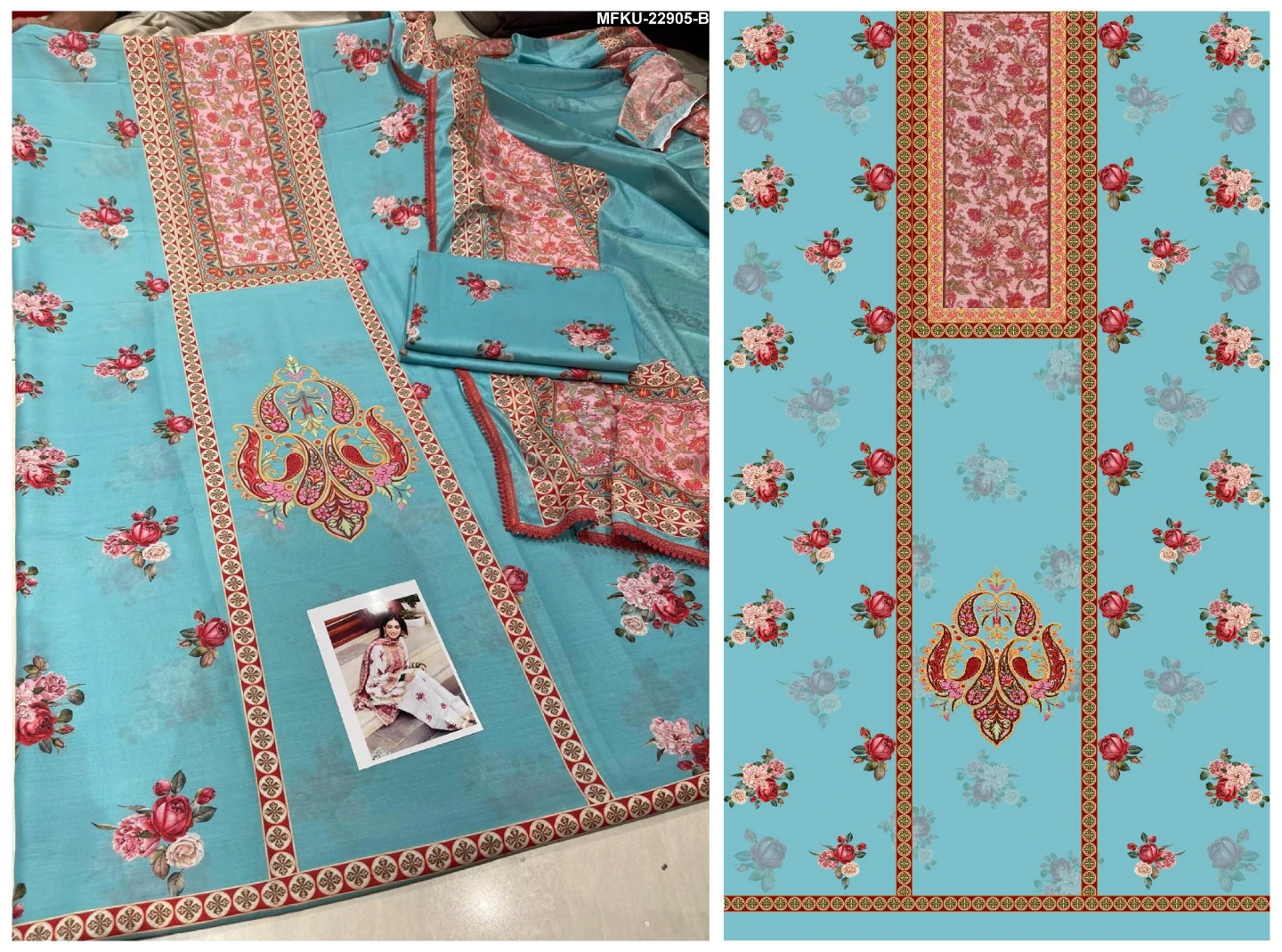Unstitched Lawn Cotton Suit Fabric - photo 5