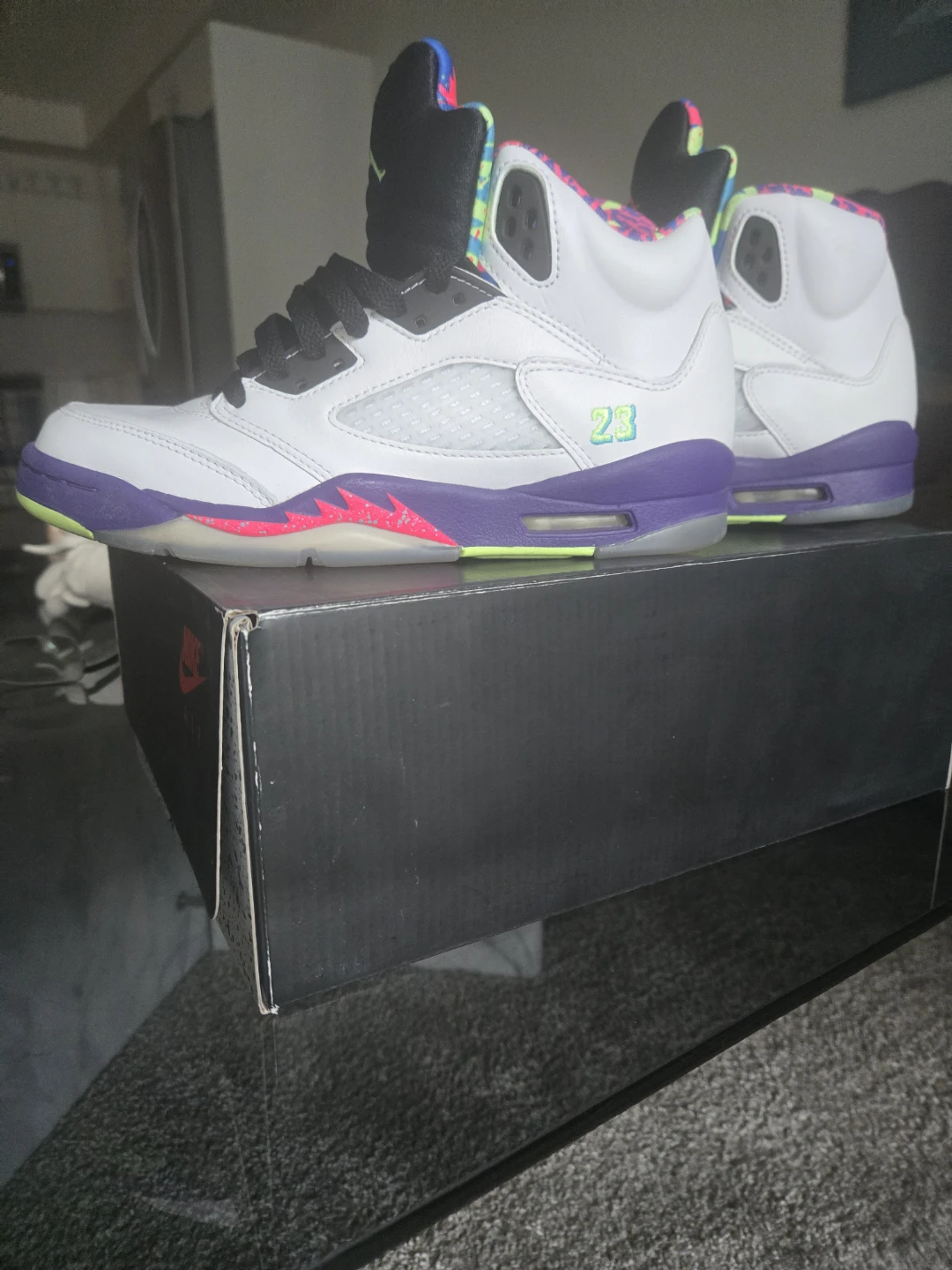 Air Jordan 5 Retro GS White/Ghost Green-Court Purple