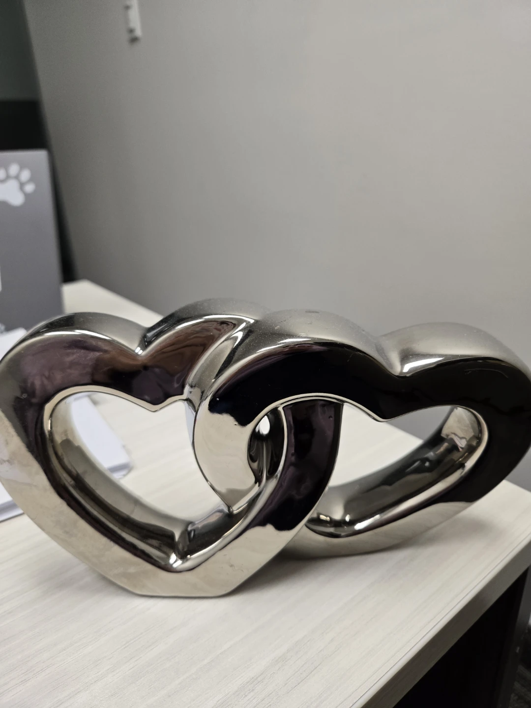 Silver Interlocking Hearts Sculpture