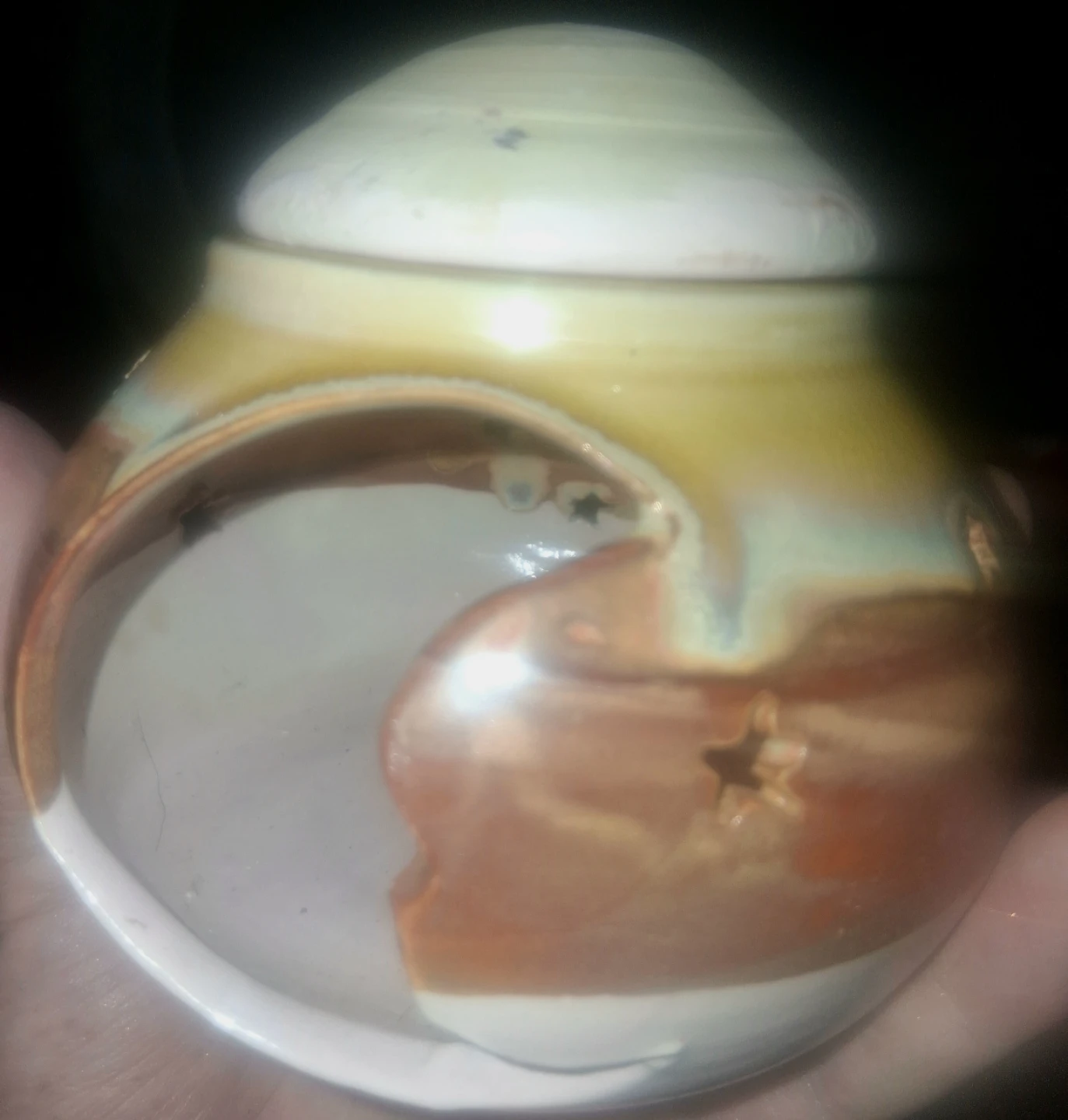Handmade Ceramic Jar/For TeaLightCandle StarMoonCutouts