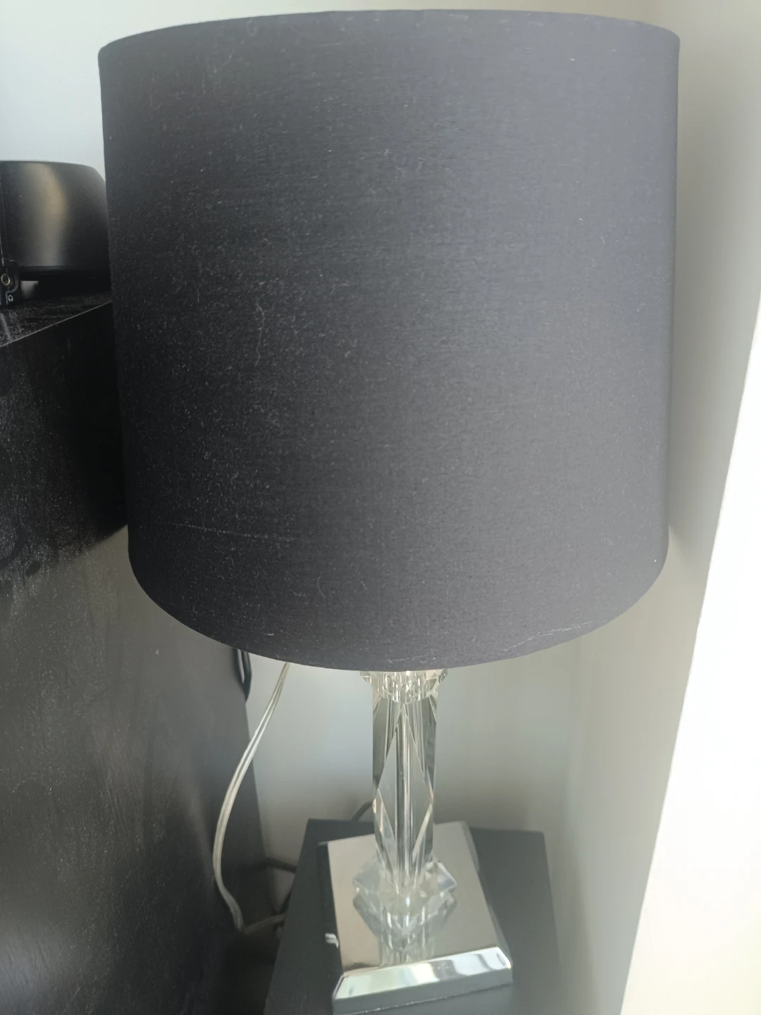 Crystal Base Table Lamp with Black Shade