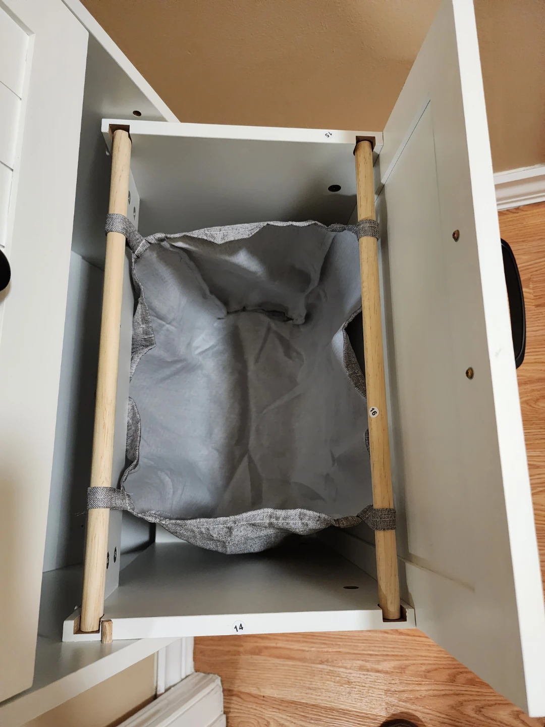 White Laundry Hamper Cabinet with Drawer - photo 4