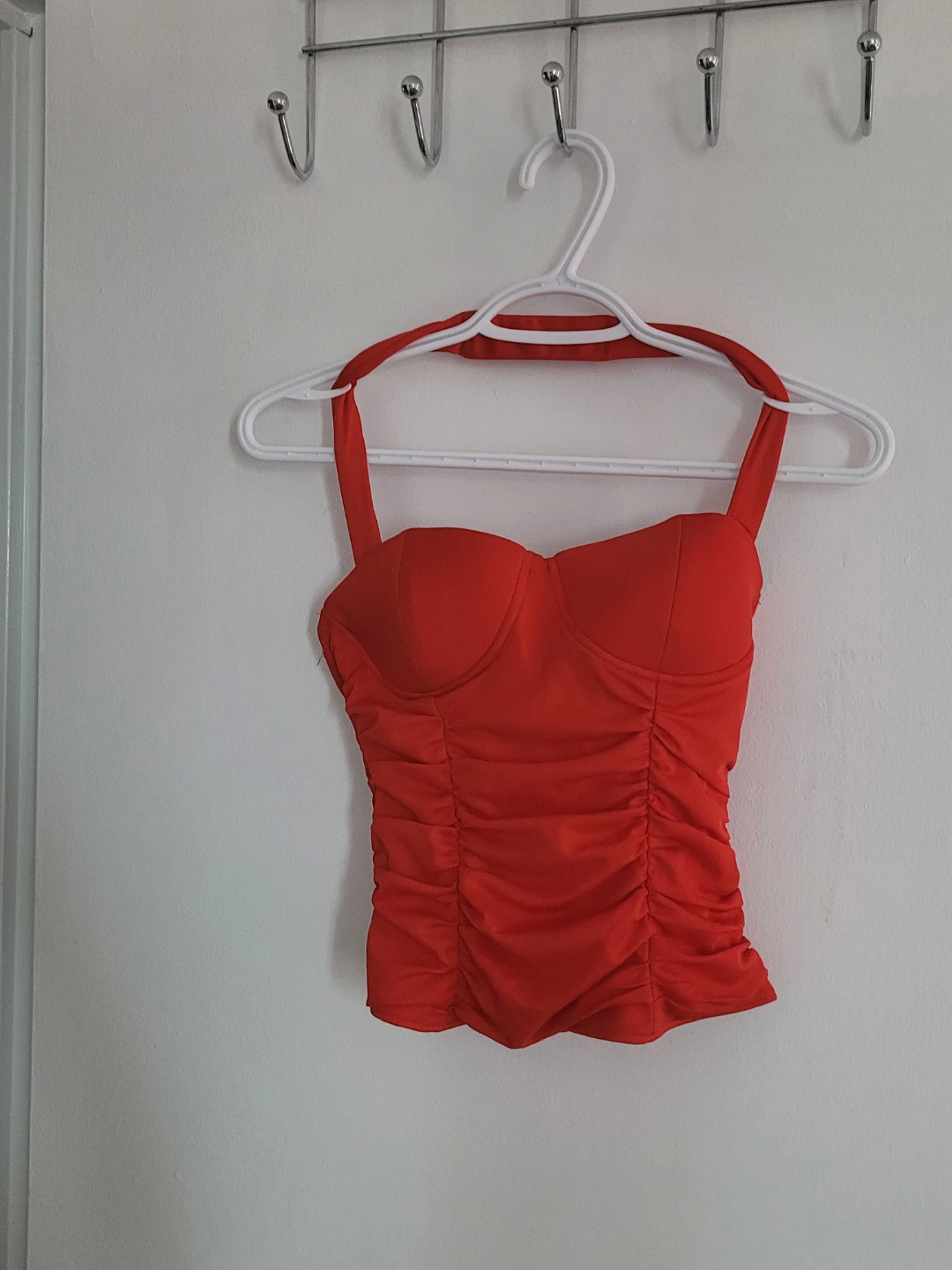 Red Corset Top with Halter Neck