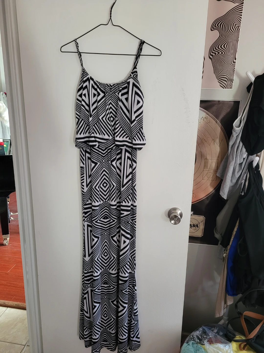 Black and White Geometric Maxi Dress